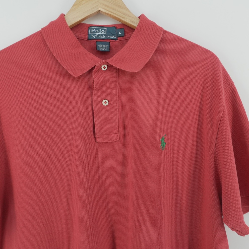 Polo Ralph Lauren Polo Shirt Mens L Salmon Red Short Sleeve Pique Pony Logo